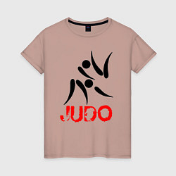 Футболка хлопковая женская Дзюдо символ, цвет: пыльно-розовый