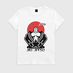 Футболка хлопковая женская Jiu Jitsu red sun logo, цвет: белый