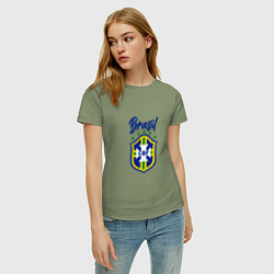 Футболка хлопковая женская Brasil Football, цвет: авокадо — фото 2