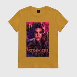Футболка хлопковая женская Stranger Things eleven, цвет: горчичный