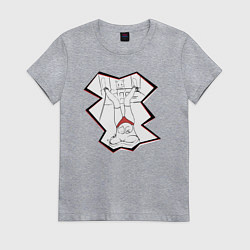 Футболка хлопковая женская Отдых с кошками, цвет: меланж