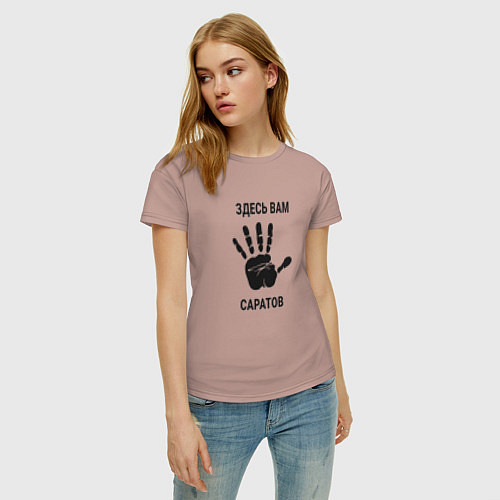 Женская футболка Здесь вам Саратов / Пыльно-розовый – фото 3