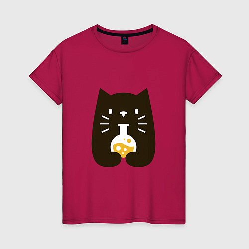 Женская футболка Котик - Химик / Маджента – фото 1