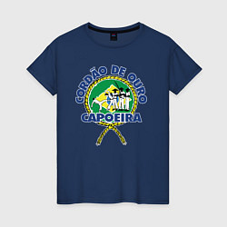 Футболка хлопковая женская Cordao de ouro Capoeira flag of Brazil, цвет: тёмно-синий