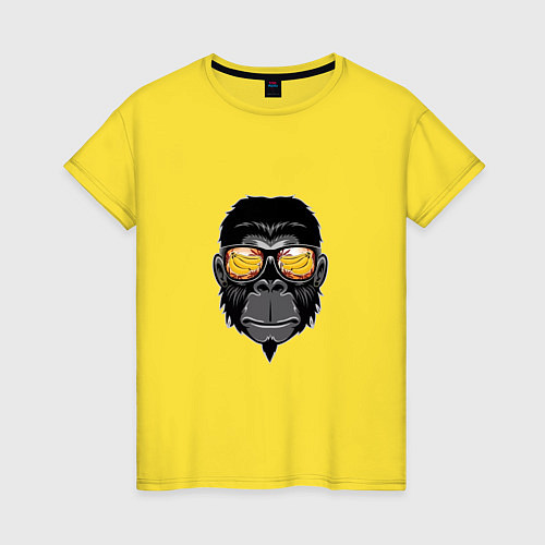 Женская футболка Примат в крутых очках / Желтый – фото 1