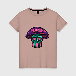 Футболка хлопковая женская MF Doom Mushroom, цвет: пыльно-розовый