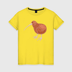 Футболка хлопковая женская Птица киви, цвет: желтый