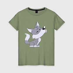 Женская футболка Воющий волчонок