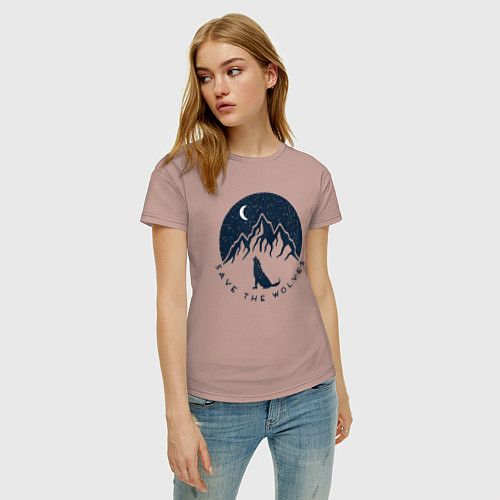 Женская футболка Спасите волков / Пыльно-розовый – фото 3