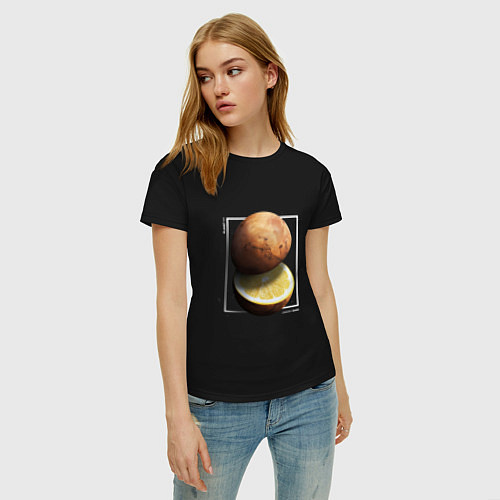 Женская футболка Планета Марс лимон в разрезе / Черный – фото 3