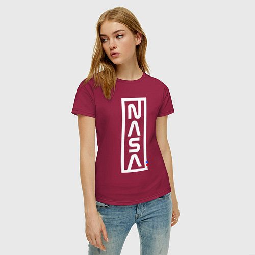 Женская футболка Наса - logo / Маджента – фото 3