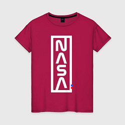 Футболка хлопковая женская Наса - logo, цвет: маджента