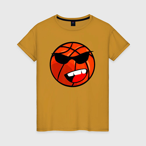 Женская футболка Баскетбольный мяч в очках / Горчичный – фото 1