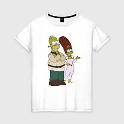 Футболка хлопковая женская Homer and Marge in Shrek, цвет: белый