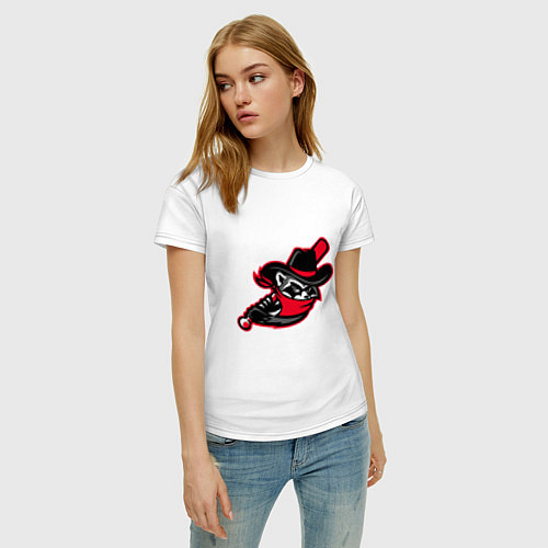 Женская футболка Енот с бейсбольной битой / Белый – фото 3
