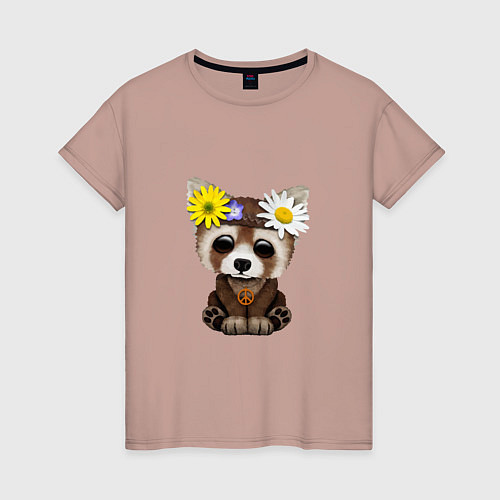 Женская футболка Мир - Красная Панда / Пыльно-розовый – фото 1