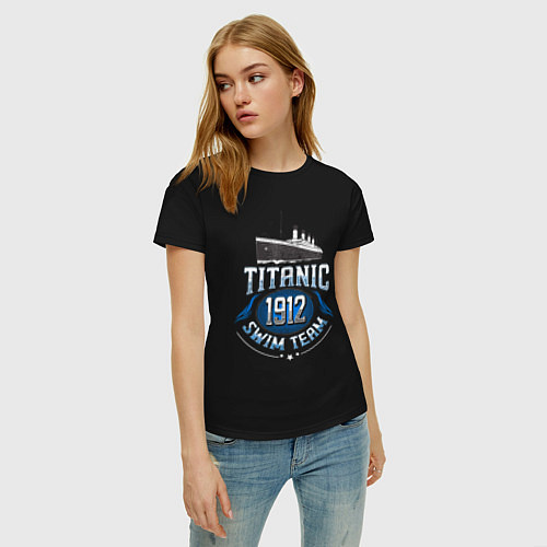 Женская футболка Плавательная команда Титаник 1912 / Черный – фото 3
