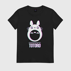 Футболка хлопковая женская Glitch Tototro, цвет: черный