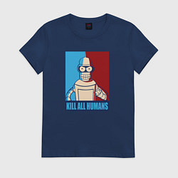 Футболка хлопковая женская Bender Futurama, цвет: тёмно-синий