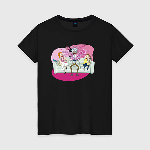 Женская футболка Summer, Rick, Morty and monster / Черный – фото 1