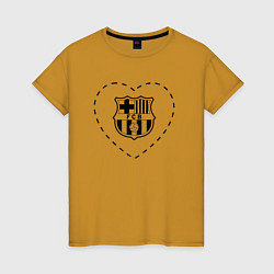 Футболка хлопковая женская Лого Barcelona в сердечке, цвет: горчичный