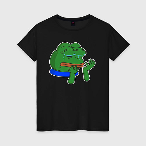 Женская футболка Лягушонок Пепе в слезах / Черный – фото 1