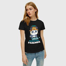Футболка хлопковая женская Professional Farmer - панда геймер, цвет: черный — фото 2