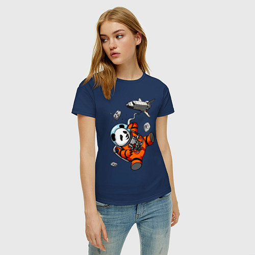 Женская футболка Космическая панда / Тёмно-синий – фото 3