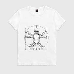 Футболка хлопковая женская Vitruvian Bender, цвет: белый