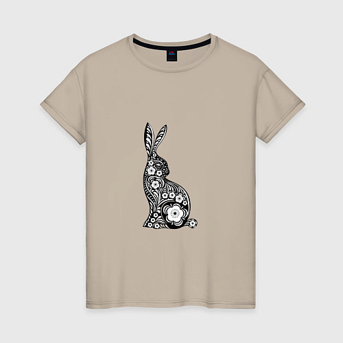 Женская футболка White-Black Rabbit / Миндальный – фото 1