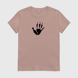 Футболка хлопковая женская Лапка опоссума чёрная, цвет: пыльно-розовый