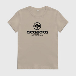 Футболка хлопковая женская Cyberpunk - Arasaka Academy, цвет: миндальный