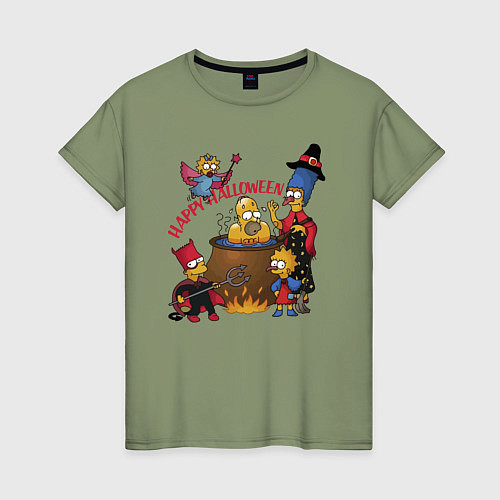 Женская футболка Семейка Симпсонов варит в адском котле главу семей / Авокадо – фото 1