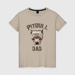 Футболка хлопковая женская Pitbull dad, цвет: миндальный