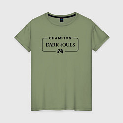 Женская футболка Dark Souls gaming champion: рамка с лого и джойсти