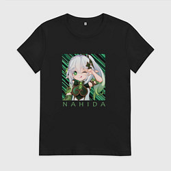 Футболка хлопковая женская Нахида Малая властительница Кусанали, цвет: черный