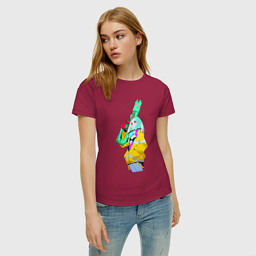Женская футболка Ребекка с пушкой - Киберпанк / Маджента – фото 3
