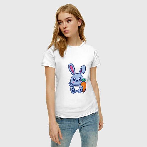 Женская футболка Заяц с морковкой / Белый – фото 3