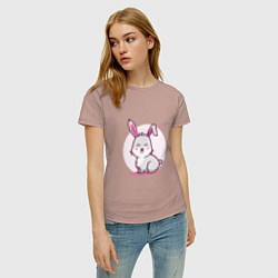 Футболка хлопковая женская Кролик милаш, цвет: пыльно-розовый — фото 2