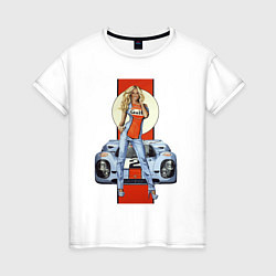 Футболка хлопковая женская Porsche - Motorsport - Girl, цвет: белый