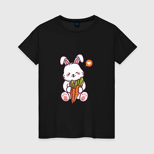 Женская футболка Зайчик с морковками / Черный – фото 1