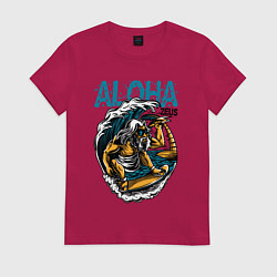 Футболка хлопковая женская Зевс серфингист, цвет: маджента