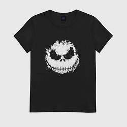 Футболка хлопковая женская Jack Skellington face, цвет: черный