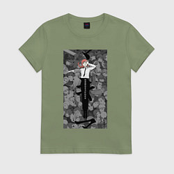Футболка хлопковая женская Shihai no Akuma, цвет: авокадо