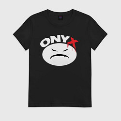Футболка хлопковая женская Onyx logo white, цвет: черный