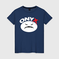 Футболка хлопковая женская Onyx logo white, цвет: тёмно-синий