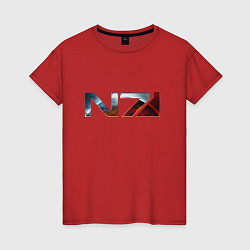 Футболка хлопковая женская Mass Effect N7 -Shooter, цвет: красный