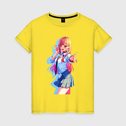 Футболка хлопковая женская Марин Китагава - Фарфоровая кукла, цвет: желтый