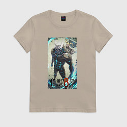 Футболка хлопковая женская Кафка Хибино - Кайдзю номер 8, цвет: миндальный