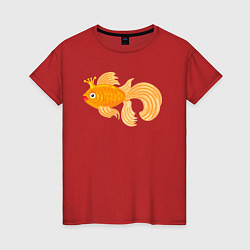 Футболка хлопковая женская Золотая рыбка, цвет: красный